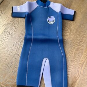 Team Magnus Devilfish Kids Shorty Wetsuit Blue Lavender Neoprene Size 7-8